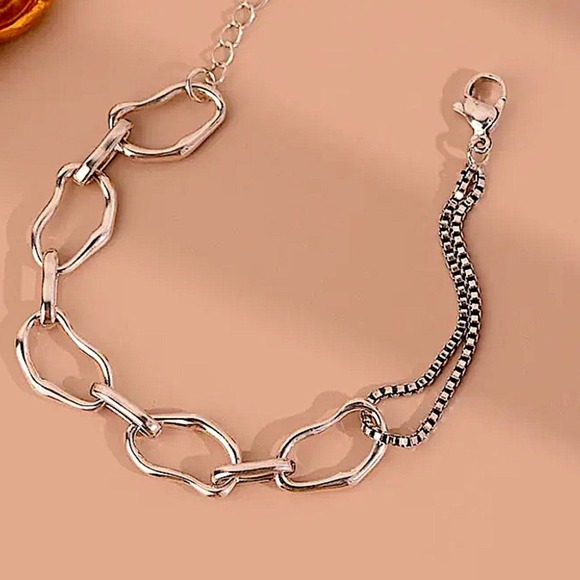 Sterling Silver Minimalist Bracelet, Irregular, Geometric, Dainty, Trendy - Picture 7 of 10